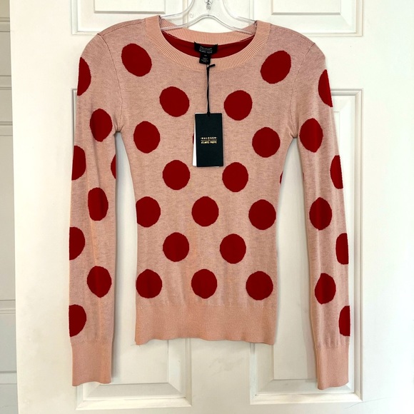 SOLD🥤 Halogen Polka Dot Sweater XS NWT Pink Red Riverdale - Picture 2 of 14